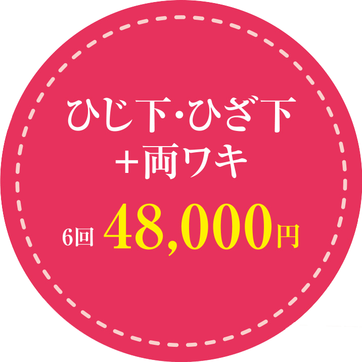 ひじ下・ひざ下＋両ワキ 6回48,000円